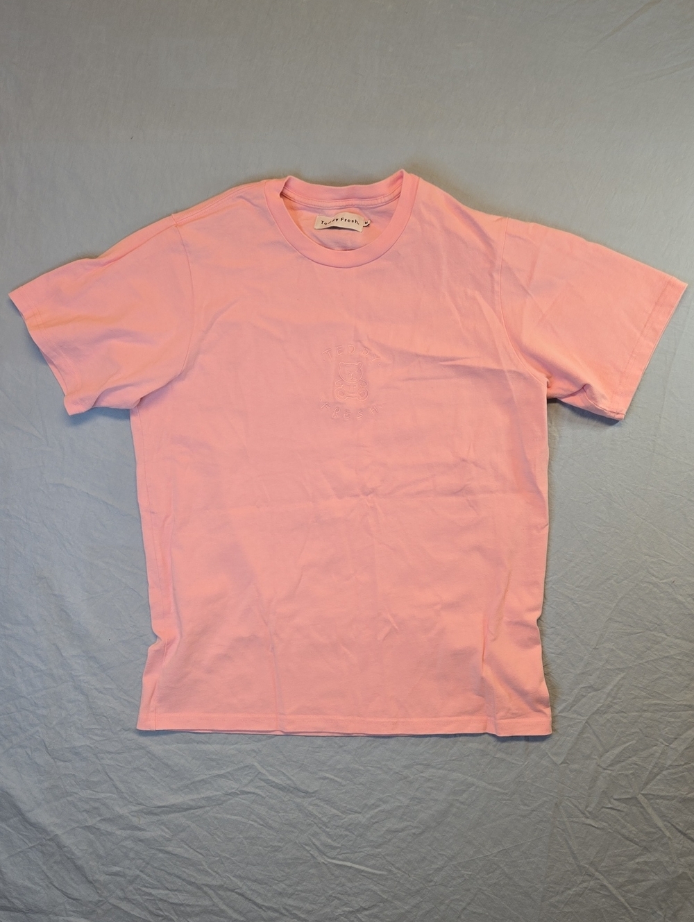 Teddy Fresh Pastel Pink Bear Short Sleeve Heavyweight Cotton Crewneck T-Shirt